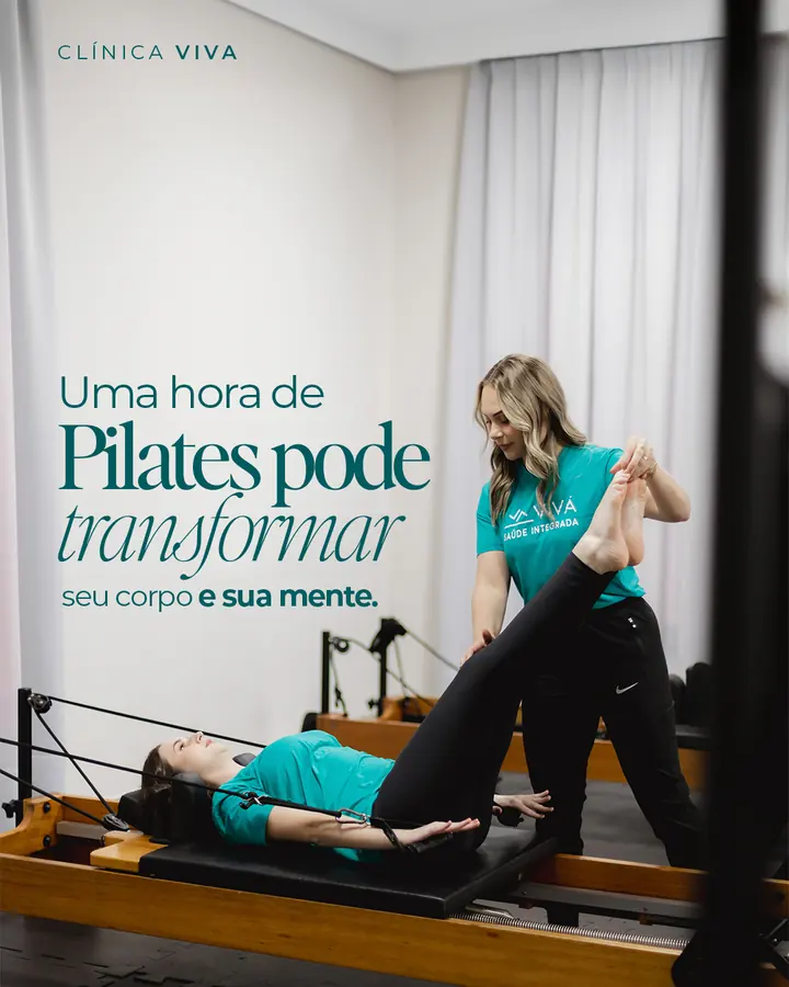 Arte para clínica de pilates: uma hora de pilates pode transformar seu corpo e sua mente