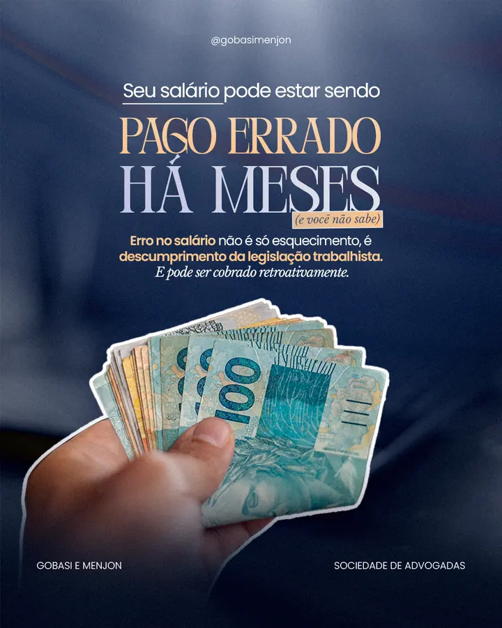 Arte para advocacia trabalhista: salário pago errado há meses